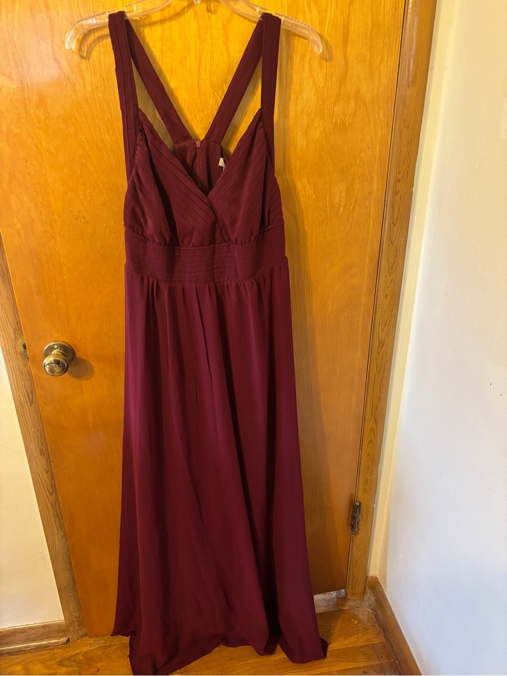 Women’s Burgundy V-Neck Evening Dress